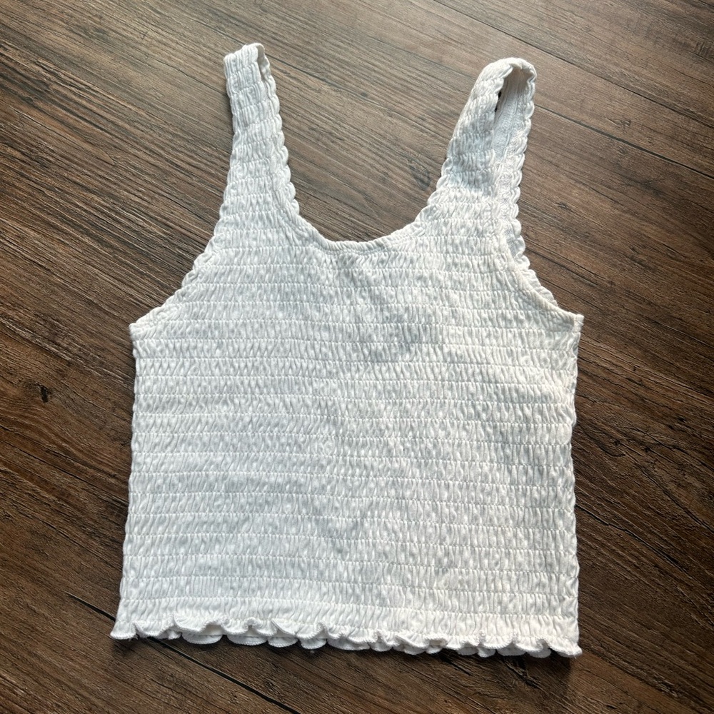 Hollister Cream Smocked Sleeveless Tank Top
